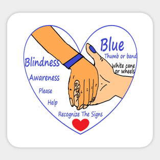 BLINDNESS AWARENESS BLUE THUMB AND BAND INTRO Sticker